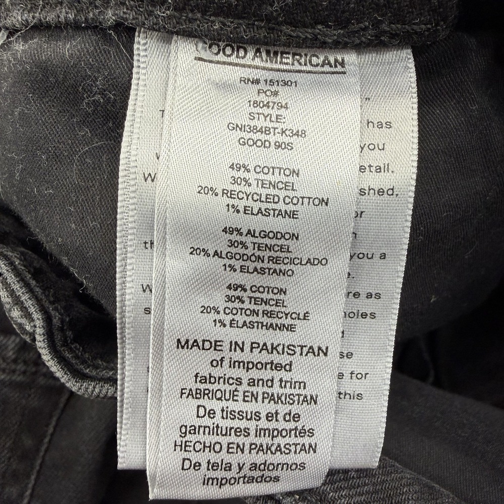 Good American Good 90s Mid Rise Jeans Sz 6 Black Baggy Vintage Inspired NWT 32" - Picture 9 of 16